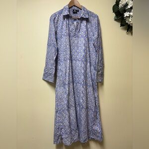 Madison Mathews 100% Cotton Purple Lilac White Maxi Dress - Medium